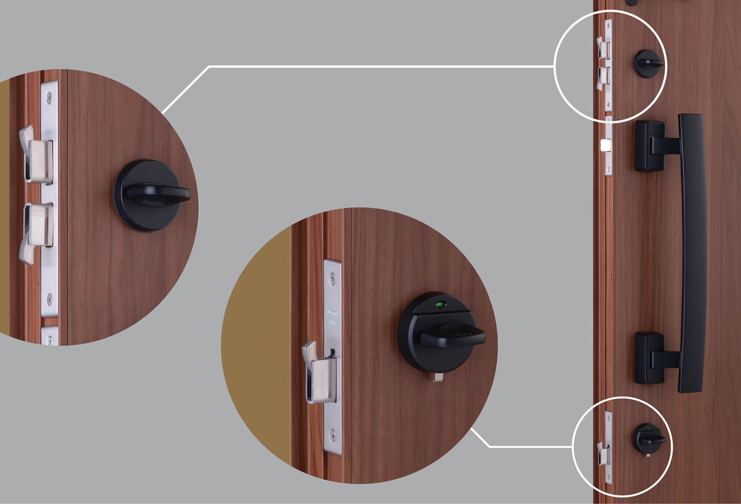 image of 2 locks that control 3 latches